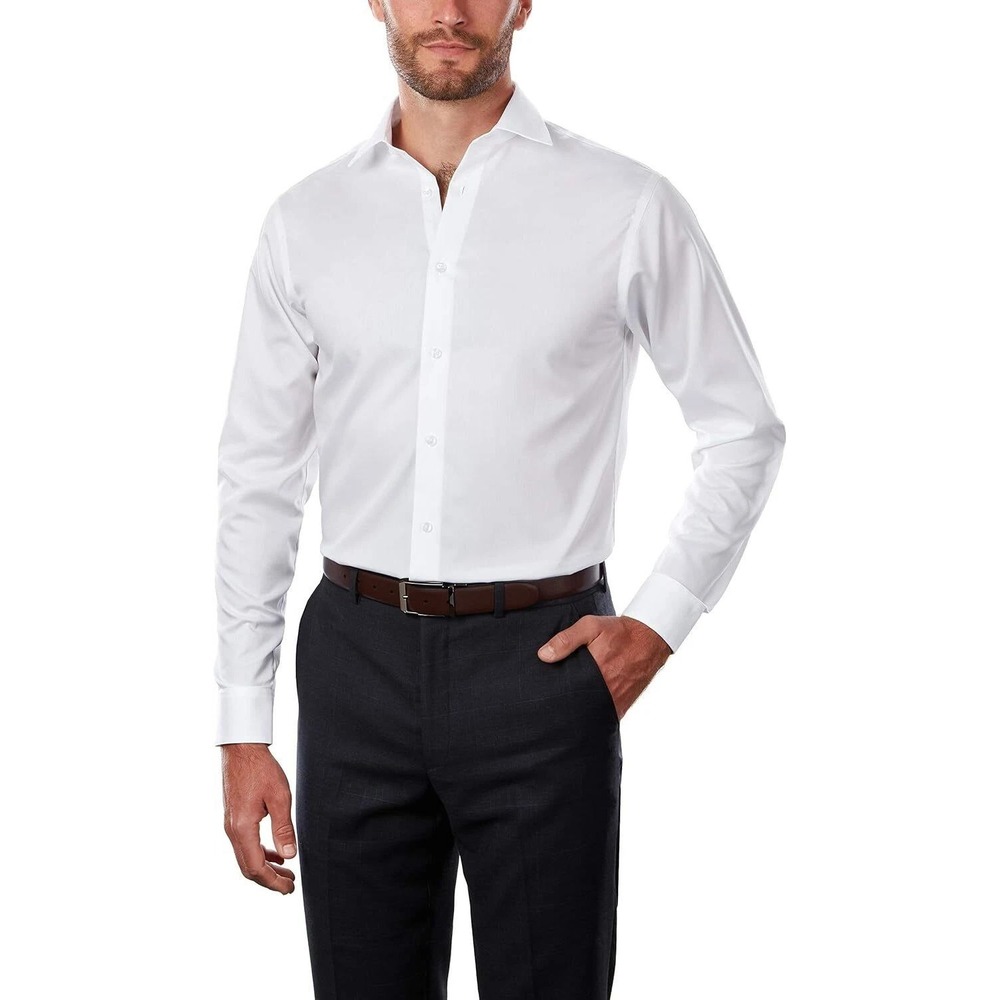NWT Calvin Klein Dress Shirt Men's 2XL 18 34/35 White Cotton Blend Slim Fit